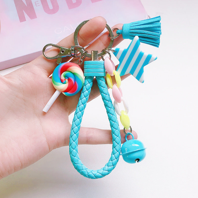 Korean Cute Girl Heart Soft Rainbow Keychain Student Schoolbag Keychain Accessories