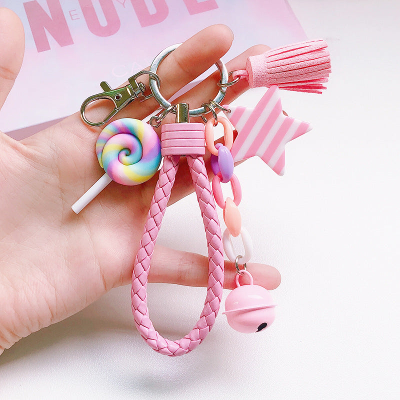Korean Cute Girl Heart Soft Rainbow Keychain Student Schoolbag Keychain Accessories