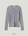 Larkin collar neck button long-sleeved knit