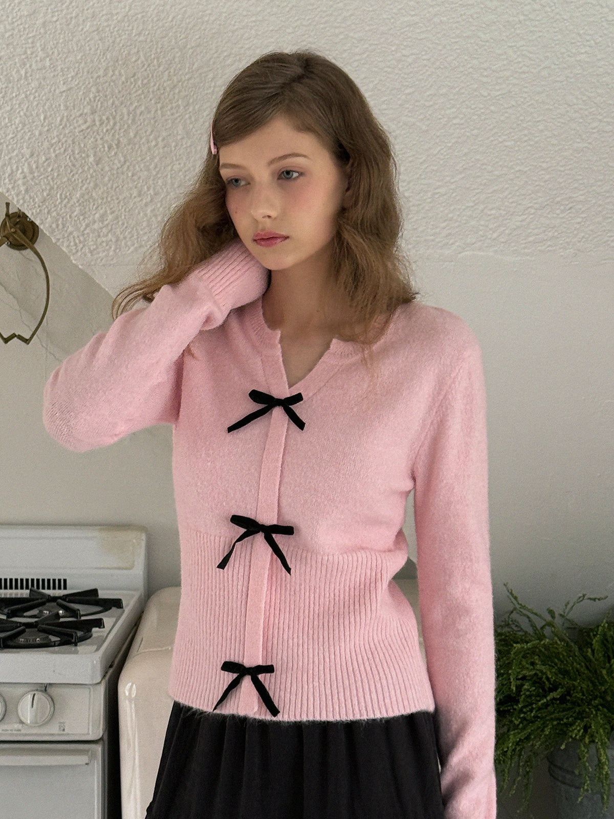 Landon Three-Ribbon V-Neck Knit