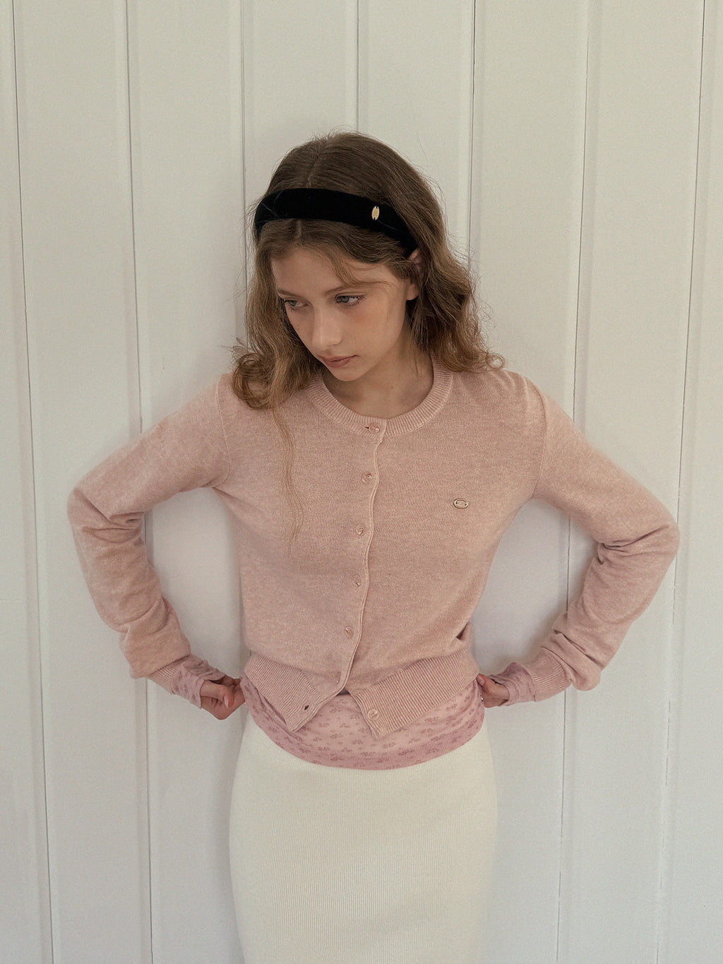 Ara Basic Round Neck Long Sleeve Cardigan